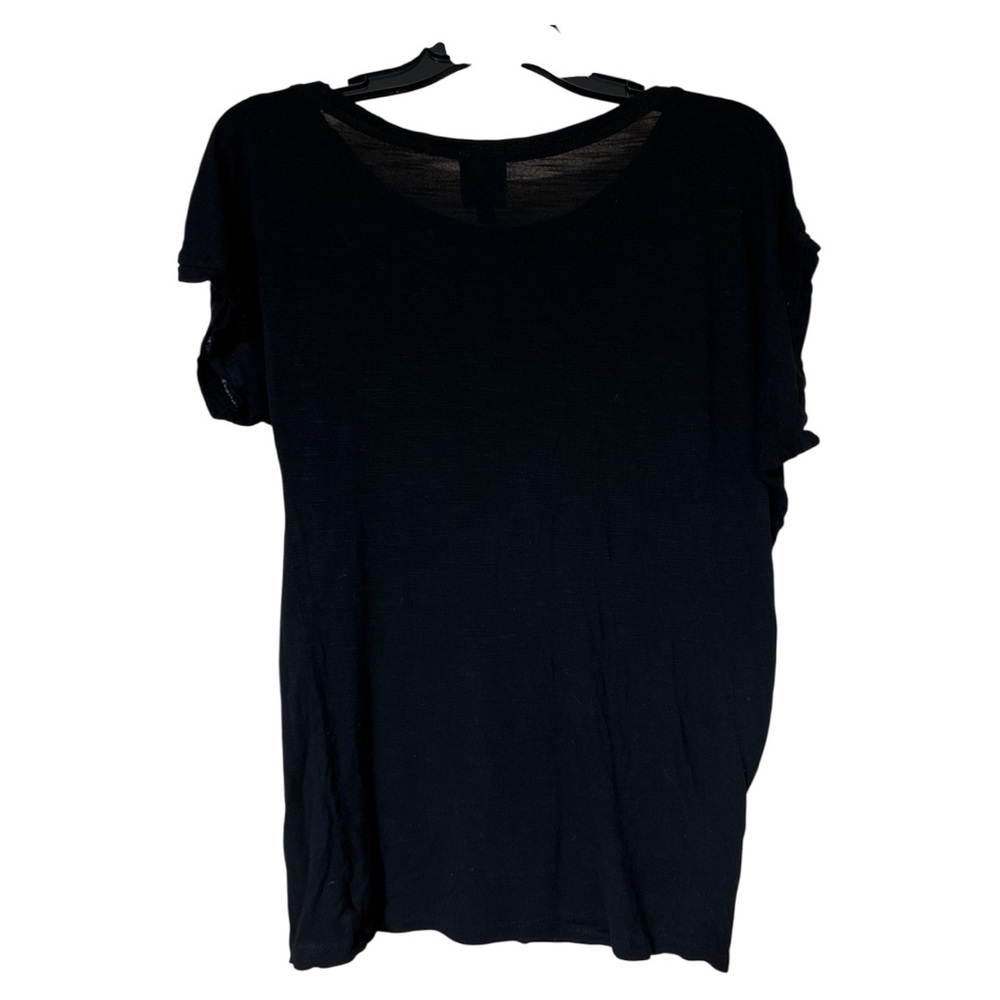 2b Bebe Black Sequin Party Top Embellished Short Sleeve Medium Y2K Glam Clubwear - Picture 4 of 5